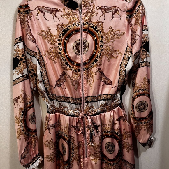 No1Los Angeles Paisley romper long sleeves elastic waist zip up S long sleeves - Picture 9 of 14